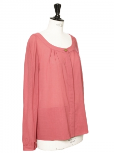 Raspberry pink light wool long sleeves shirt Retail price €650 Size 38