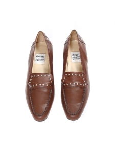 Dark brown loafers with silver studs Size 36.5