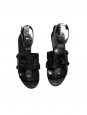 Sandales plates gladiateur en cuir noir Px boutique 450€ Taille 38