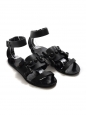 Sandales plates gladiateur en cuir noir Px boutique 450€ Taille 38