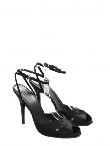 Black satin open toe heeled sandals Retail price €500 Size 38