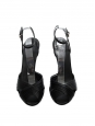 Sandales à talon bout ouvert en satin noir Px boutique 500€ Taille 38