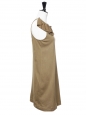 Robe sans manches en coton marron kaki et volants plissés en soie mélangée Px boutique 900€ Taille XS