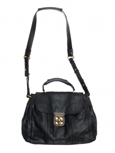 Large ELSIE Black snakeskin leather satchel bag Retail price €2600