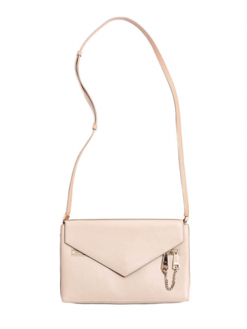 Powder pink soft and grained lambskin leather CASSIE envelope shoulder bag NEW Retail price €700