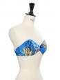Haut de maillot de bain bandeau DONNIE imprimé tropical bleu, vert, blanc NEUF Px boutique 120€ Taille 34/36