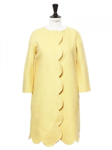 Sunny yellow linen touch mid-length jacket Retail price €1500 Size 36