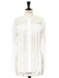 Blouse manches longues en mousseline, franges et dentelle crochet blanc neige NEUVE Px boutique 1200€ Taille 34/36