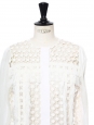 Blouse manches longues en mousseline, franges et dentelle crochet blanc neige NEUVE Px boutique 1200€ Taille 34/36