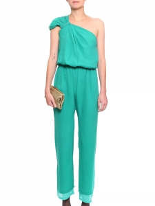 AMELIA Mint green silk one-shoulder jumpsuit Retail price €250 Size 38