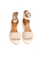 Sandales plates LAZISE en cuir beige et rose poudre NEUVES Px boutique 475€ Taille 36,5