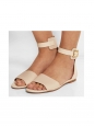 Pale pink and nude leather LAZISE flat sandals NEW Retail price €475 Size 36.5