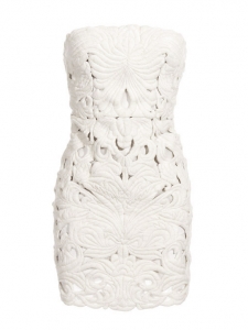 Robe bustier Couture en broderie épaisse ajourée blanche Px boutique 2360€ Taille 36/38