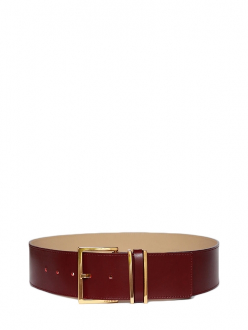 MANITA Burgundy red leather large belt with gold-tone buckle NEW Retail price €130 Size S to L