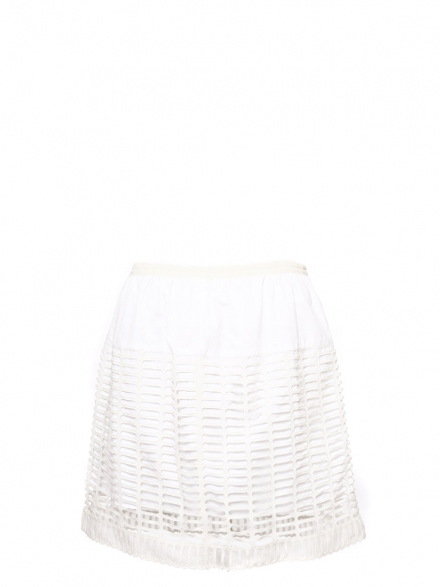White cut-out cotton high waisted skirt Retail price €800 Size 40