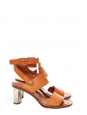 BAM BAM tan leather silver heeled sandals Retail price €650 Size 39