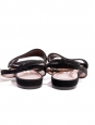 Sandales plates en suède noir ornées de perles blanches NEUVES Px boutique 500€ Taille 37,5