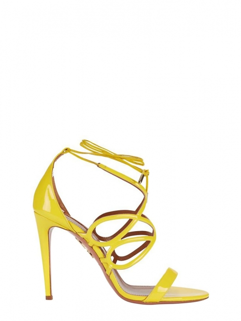 Sandales stiletto GIGI en cuir verni jaune soleil Px boutique 595€ Taille 37