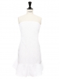 Crispy white textured ruffled strapless cocktail dress Retail price €1200 Size 36