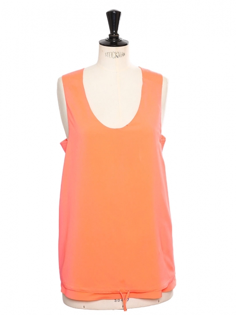Neon orange silk sleeveless tank top Retail price €350 Size M