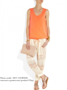Neon orange silk sleeveless tank top Retail price €350 Size 40