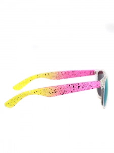Mirror lenses sunglasses with neon yellow pink frame NEW