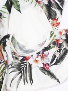 Tropical printed white shirt sleeves t-shirt Size S/M