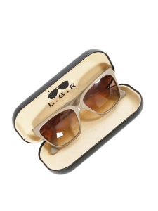 Taupe grey acetate frame sunglasses Retail price €250 