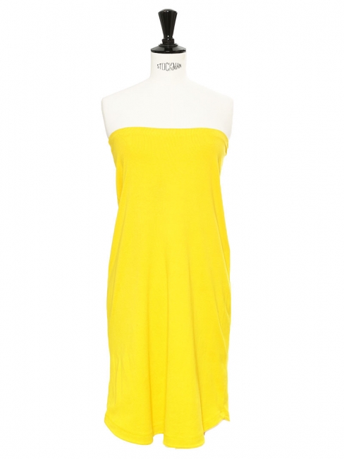 Sunny bright yellow cotton strapless dress Retail price €150 Size XS