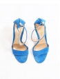 Sandales à talon en suède bleu roi et bride cheville NEUVES Px boutique 629€ Taille 36