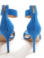 Sandales à talon en suède bleu roi et bride cheville NEUVES Px boutique 629€ Taille 36