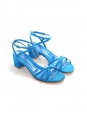 Sandales à petit talon bride cheville en suède bleu électrique NEUVES Px boutique 450€ Taille 38