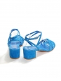 Sandales à petit talon bride cheville en suède bleu électrique NEUVES Px boutique 450€ Taille 38