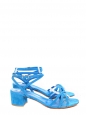 Electric lagoon blue suede leather low heel sandals Retail price €450 Size 38