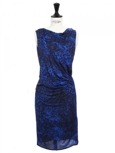 Boutique HELMUT LANG Black and blue draped jersey open back dress Retail  price 290 Size XS/S