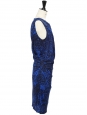 Robe sans manches dos nu en jersey drapé bleu et noir Px boutique 290€ Taille 34/36 