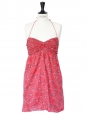 Bandana paisley print soft red cotton strapless dress Size 36