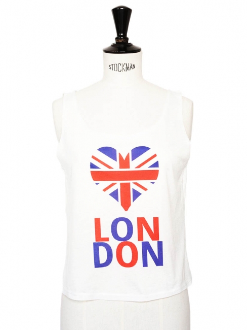 I LOVE LONDON blue red and white printed Tank top SIze 34/36 