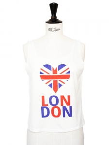 I LOVE LONDON blue red and white printed Tank top SIze 34/36 