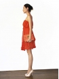Dark coral red silk one shoulder dress Retail price $545 Size S/M