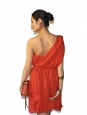 Robe bustier asymétrique en soie rouge corail Px boutique $545 Taille S/M