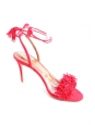 WILD THING fringe bright red suede leather thin heel sandals NEW Retail price €550 Size 38.5