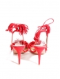 Sandales Wild Thing à franges et talons fins en suede rouge NEUVES Px boutique €550 Taille 38,5