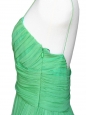 Mid-length mint green silk chiffon heart shape décolleté and open back evening dress Retail price 2500€ Size 38