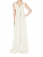 Ecru white pleated chiffon gown Retail price €4400 Size S