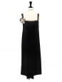 Black silk satin dress embellished with Swaroski crystals and silk flower Retail price €2000 Size 38