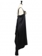 Robe sans manches en satin de soie noir avec cristaux et fleurs Px boutique 2000€ Taille 38