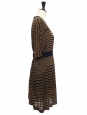 Robe courte en lin mélangé rayé kaki et noir Px boutique 700€ Taille 36