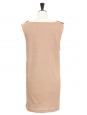 Camel brown cotton sleeveless dress with gold buttons Retail price €850 Size S