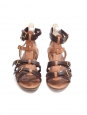 Sandales plates Gladiator en cuir marron clair et brun foncé Px boutique 520€ Taille 37,5